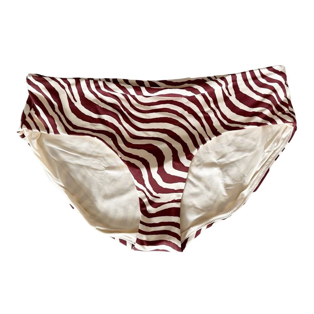 Andie Swim The Hipster Bikini Bottom Bias Stripe Truffle‎ Red Size XL